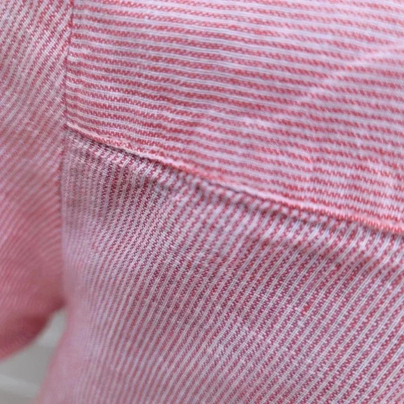 $172 ARMANI EXCHANGE Women's Long Shirt Dress Linen Blend Striped Button Pink 2 - Picture 10 of 15